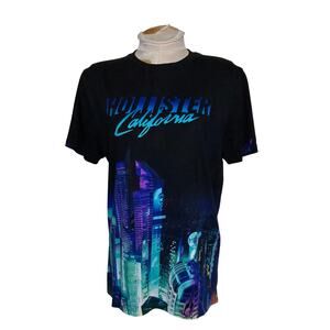 Hollister California Script‎ Logo City Scenic Print T-Shirt In Black Medium
